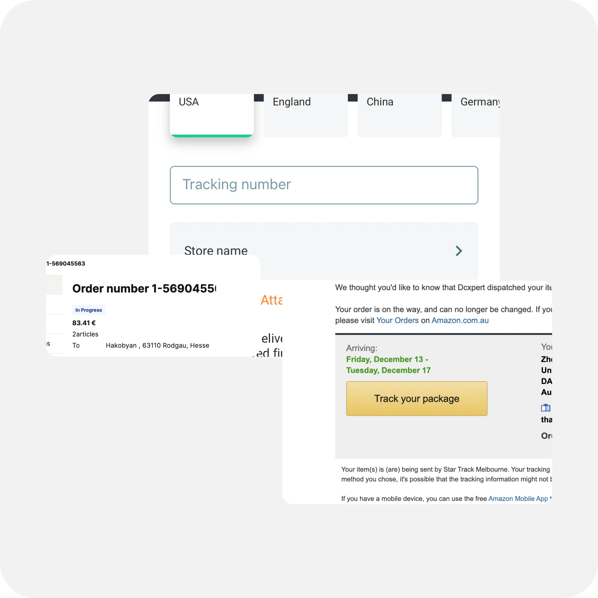 Tracking number confusion with order numbers