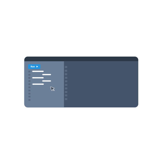 Homepage animation: code being written and run in the Sololearn editor
