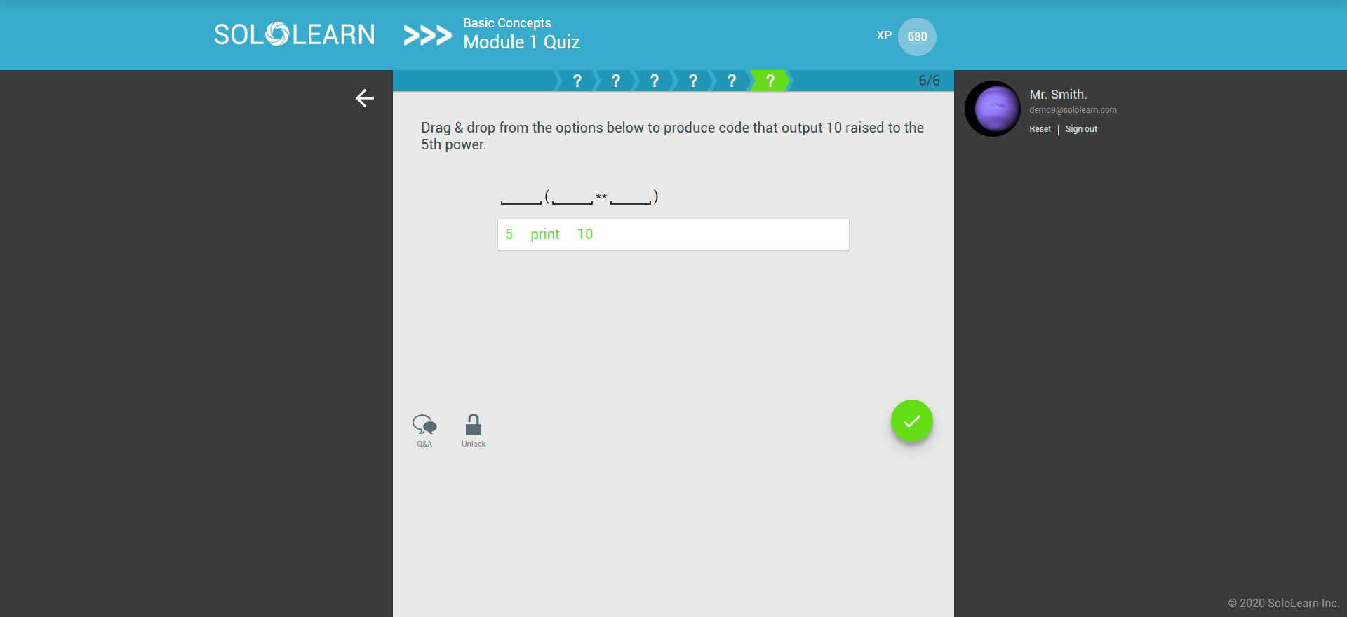 The previous Sololearn web platform, screen 6