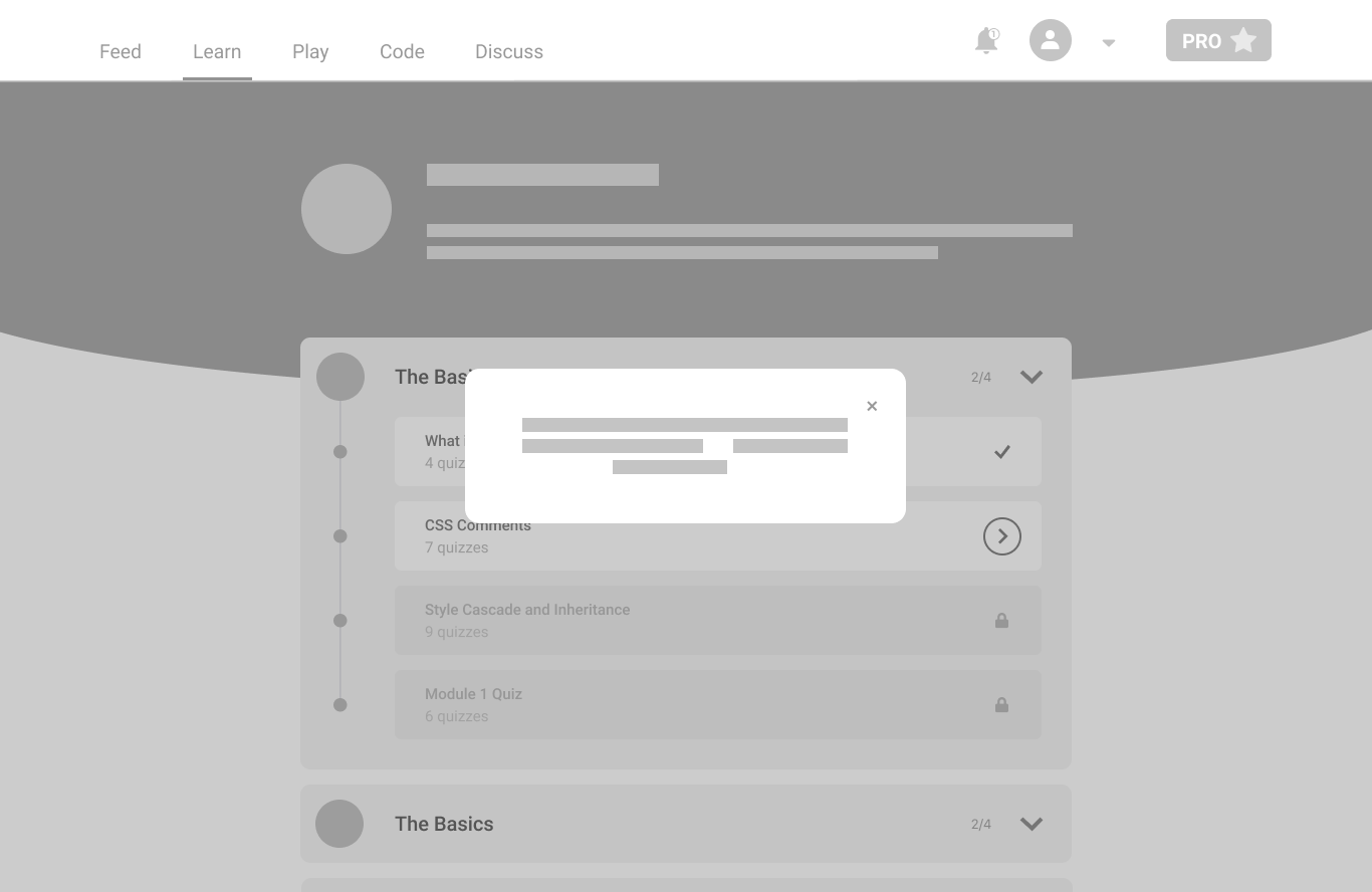 Redesign process exploration, screen 1